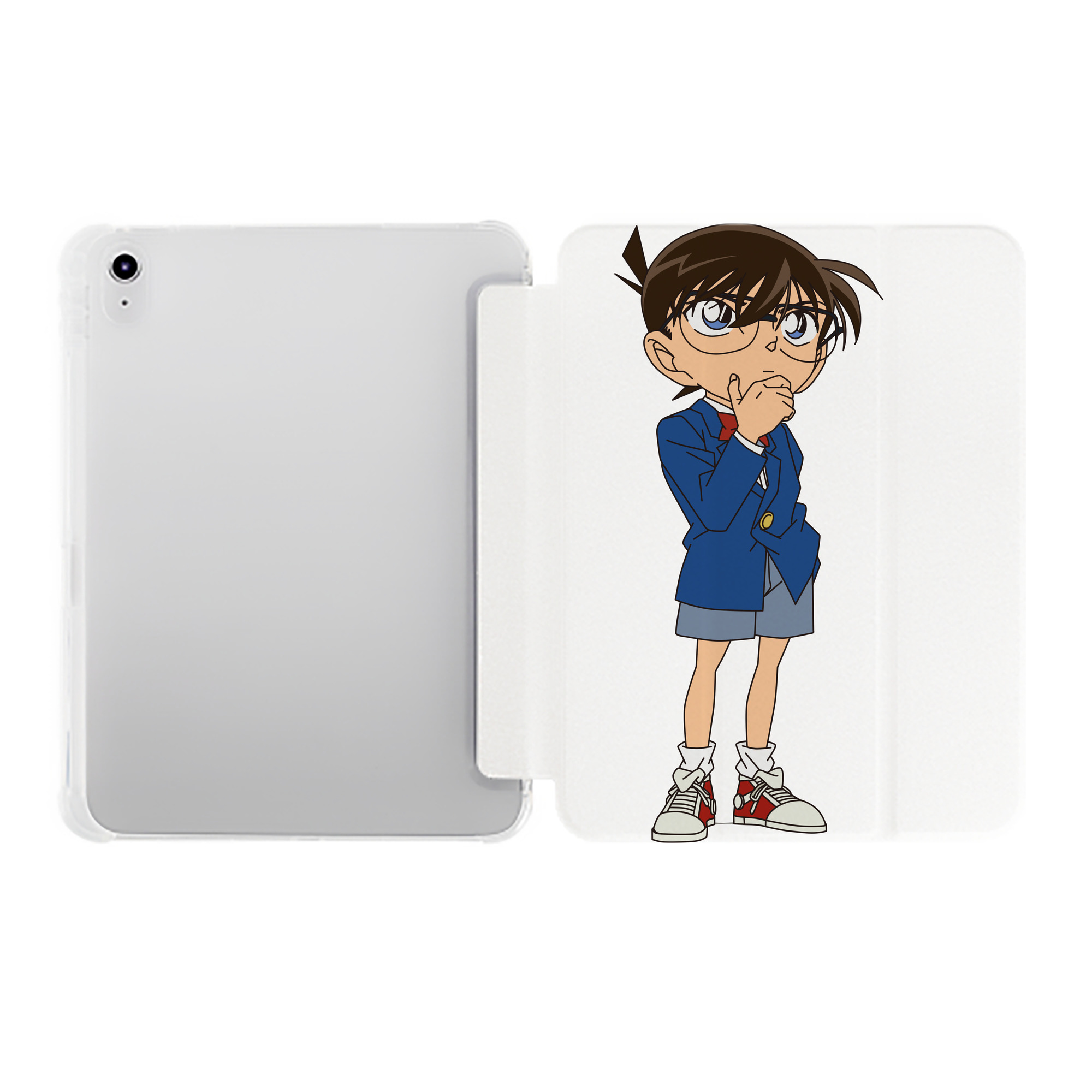 （画像用） 名探偵コナン 江戸川 コナン Detective Conan Conan Edogawa IPad ケース ペン収納付き 三つ折りスタンド PUレザー×シリコン 対応機種9.5/10.5/10.9インチ